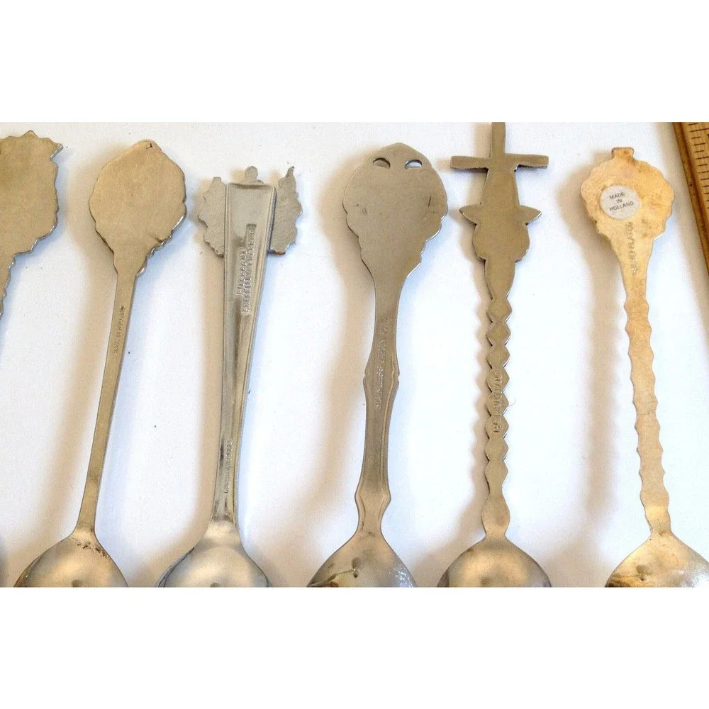 Vintage Lot of 9 Collectible Souvenir Spoons Countries Cities London Paris ++